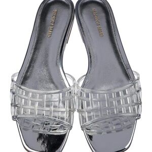 Veronica Beard Leather Silver Women's Sandals - Maris Jelly Slides